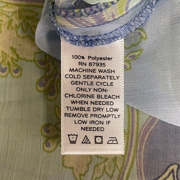Susan Graver Floral Paisley Pintuck Pleated Sheer Top Sz 2X Pastel Spring - Picture 7 of 8